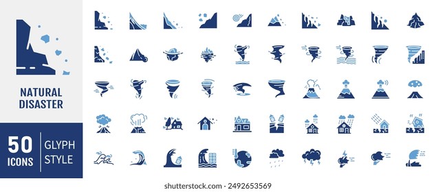 Desastres naturales, contaminación, relacionados con la evacuación, Apocalipsis.  
 Ilustración vectorial de iconos