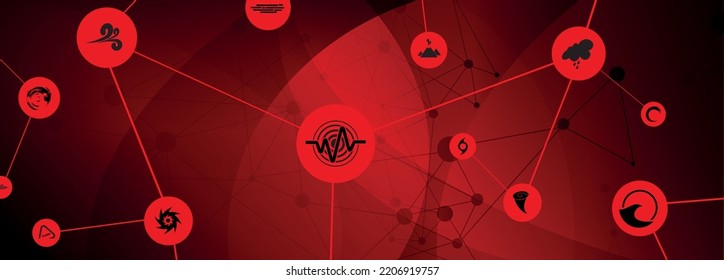 natural disasters sign on red background	