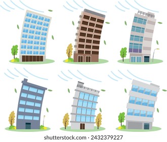 Desastres naturales como los tifones en rascacielos, edificios comerciales y paisajes urbanos