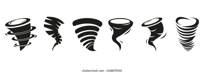 natural disasters, typhoon, hurricane, tornado symbol vector illustration icons