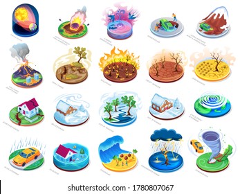 Natural Disasters Vector Isometric Flat Icons Stock Vector (Royalty ...