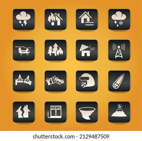 natural disasters web icons for user interface design