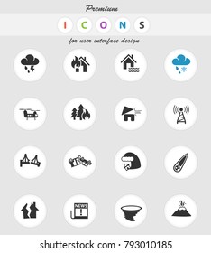 natural disasters web icons for user interface design