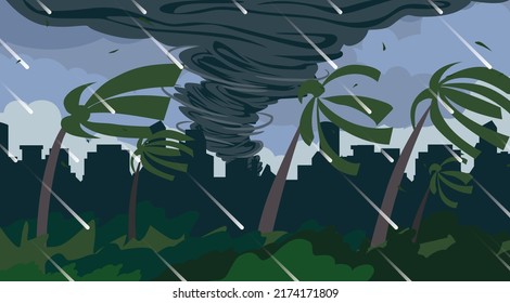 Desastres Naturales. El viento y la lluvia son fuertes y se acerca un tornado.