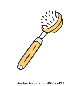 Natural dish brush color icon. Zero waste recyclable dishwashing accessory. Disposable kitchen tool for scrubbing dish. Isolated vector illustration