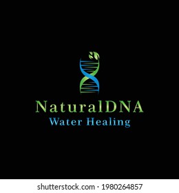 natural dna logo design vector with the concept of leaves and water for health and natural healing