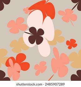 Natural Drawing Flower Seamless Pattern With Simple Pretty, Little Floral Liberty Seamless Texture Background. Spring, Summer Romantic Blossom Flower Garden Seamless Pattern for Your Designs