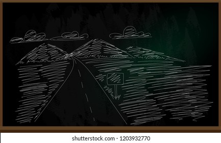 Natural drawing on blackboard