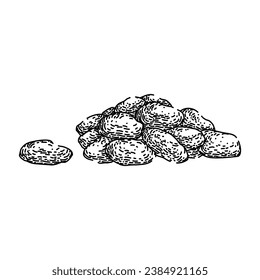 natural dried fruit hand drawn. organic nutrition, dessert vegetarian, ingredient delicious natural dried fruit vector sketch. isolated black illustration