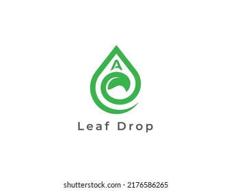 Símbolo de símbolo del concepto de logotipo de caída natural Diseño con letra A. Diseño del logotipo Water Drop. Plantilla de logotipo de ilustración de vector