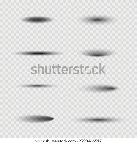 Natural Drop Shadow Elements Set. Floating Object and Product Presentation Effects on Transparent Background