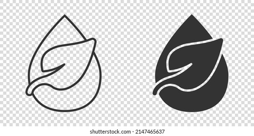 Natural drop water icon in flat style. Liquid vector illustration on white isolated background. Droplet business concept.