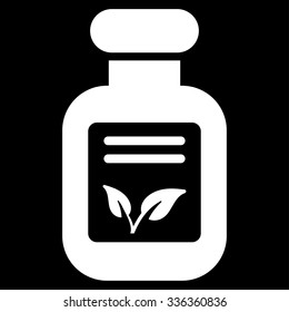 Natural Drugs vector icon. Style is flat symbol, white color, rounded angles, black background.
