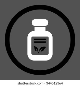 Natural Drugs vector icon. Style is bicolor flat rounded symbol, black and white colors, rounded angles, gray background.