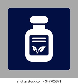 Natural Drugs vector icon. Style is flat rounded square button, white and dark blue colors, silver background.
