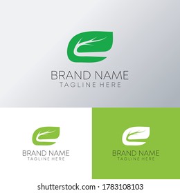 ilustración vectorial de diseño de logotipo de letra electrónica natural. logotipo de la letra e de la hoja natural.e logotipo icónico.