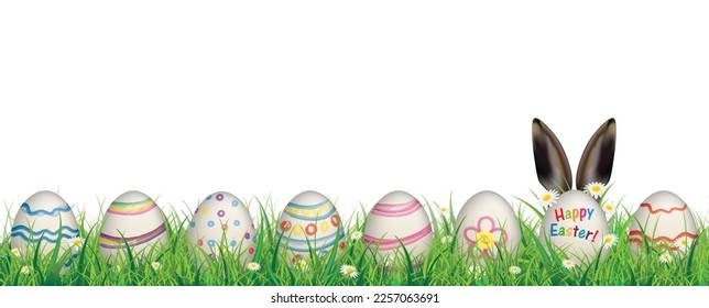 Natural Easter Eggs Happy Easter Rabbit Ears White Header