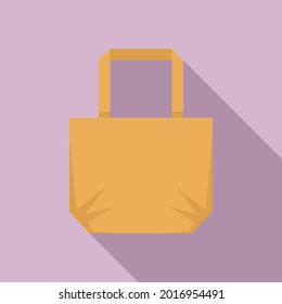 Natural eco bag icon flat vector. Fabric handbag. Ecology bag