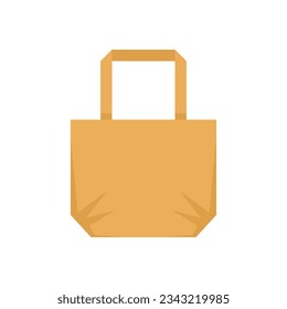 Natural eco bag icon flat vector. Fabric handbag. Ecology bag isolated