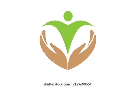 natural eco hand leaf logo
