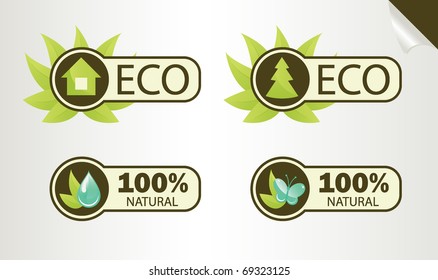Natural and Eco Labels, vector illustration EPS 8