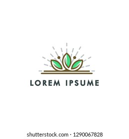 Natural eco leaf icon, Abstrac flower symbol design vecto illustration