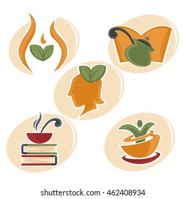 natural, eco and organic food icons and emblems