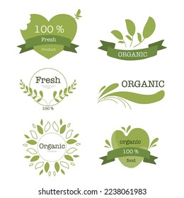 natural eco product stamp brand logo for nature and healthy product brand logo set vector