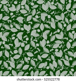 Natural eco seamless pattern with  leaves. Natural background for eco design. Vector illustration.