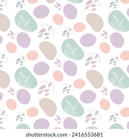 Natural ecological abstract background in boho style. Delicate green and blue shades. Vector drawing on a white background for fabric, wallpaper, textile.