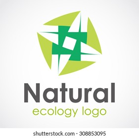 Natural ecology circle abstract vector logo design template green business icon corporate company identity symbol concept