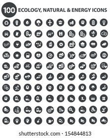 Natural and Ecology icons,Black version,vector