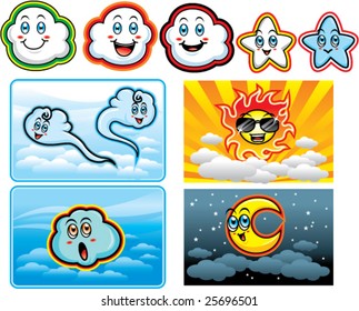 Natural element cartoon set