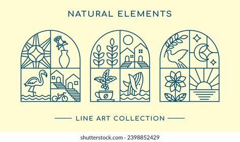 natural element line art design collection