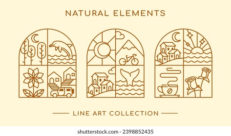 natural element line art design collection