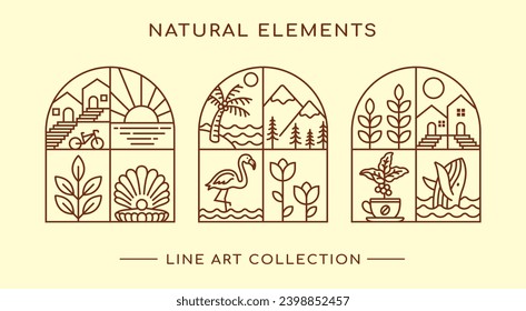 natural element line art design collection