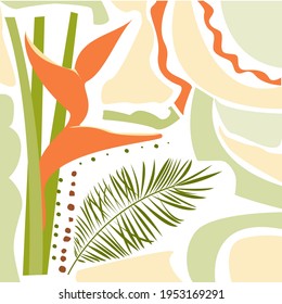 un elemento natural. una planta de un sencillo estilo abstracto. ilustración vectorial. patrón cuadrado. autenticidad