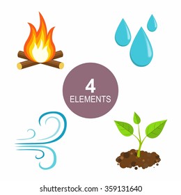 Natural Elements -Fire, Water,  Air and Earth. Vector