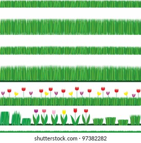 Natural elements of grass and tulips