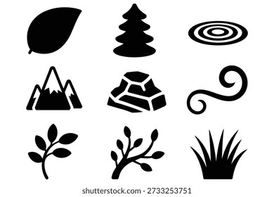 Natural elements icons leaf tree