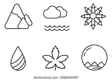 Natural Elements Line Art Sunlit Desert Dunes