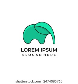 Natural elephant logo, Vector icon combination elephant with leaf symbol