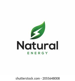 natural energy green leaf symbol with thunderbolt icon.
eco energy logo vector icon illustration, natural power logo with leaf and a lightning symbol 
