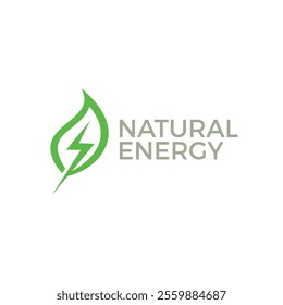 Natural Energy Logo Design. Thunder Leaf Icon
