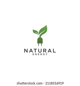 natural energy logo template, vector in white background