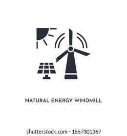 natural energy windmill icon. simple element illustration. isolated trendy filled natural energy windmill icon on white background. can be used for web, mobile, ui.