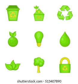 Natural environment icons set. Cartoon illustration of 9 natural environment vector icons for web