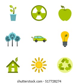 Natural environment icons set. Flat illustration of 9 natural environment vector icons for web