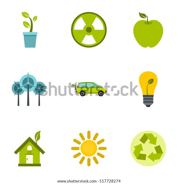 Natural environment icons set. Flat\
illustration of 9 natural environment vector icons for\
web