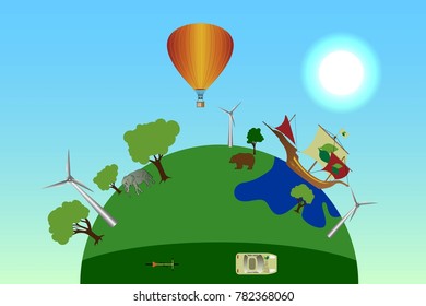 natural environment illustration, save the planet